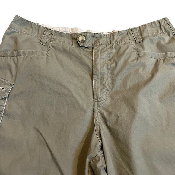 Columbia army green cotton cargo utility shorts roll tab hem size 10 - Picture 3 of 11